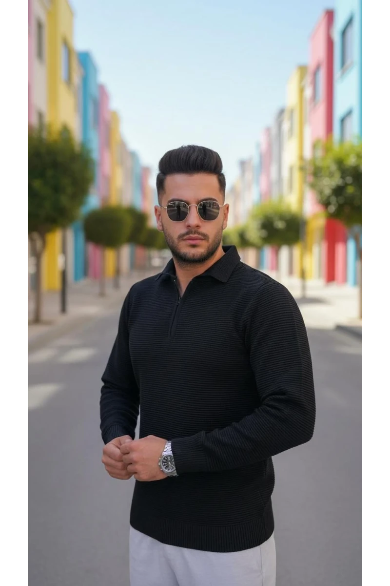 CELEP ERKEK POLO YAKA FİTİLLİ KAZAK K732