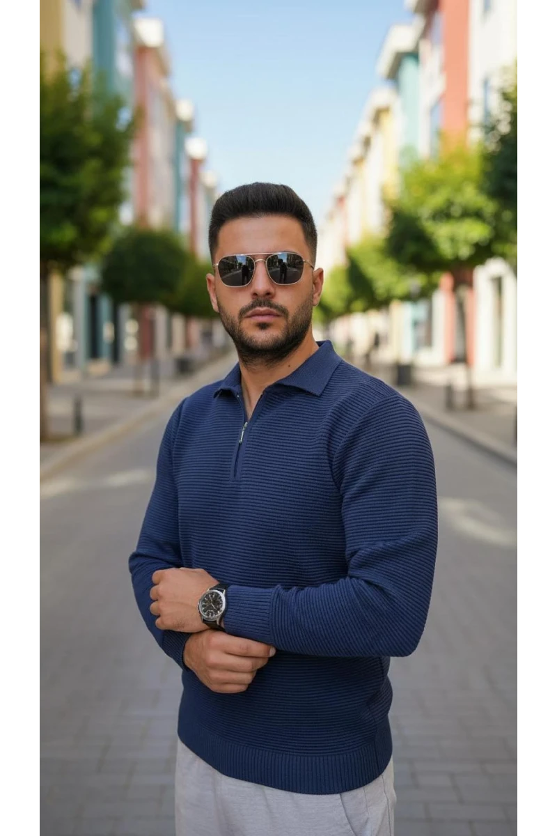 CELEP ERKEK POLO YAKA FİTİLLİ KAZAK K732