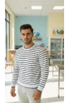 CELEP ERKEK BİSİKLET YAKA ÇİZGİLİ KAZAK K711