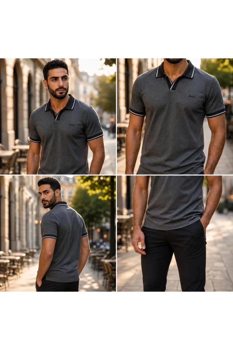 GEWER ERKEK FİTİLLİ ÖRME POLO YAKA T-SHİRT NS-1633