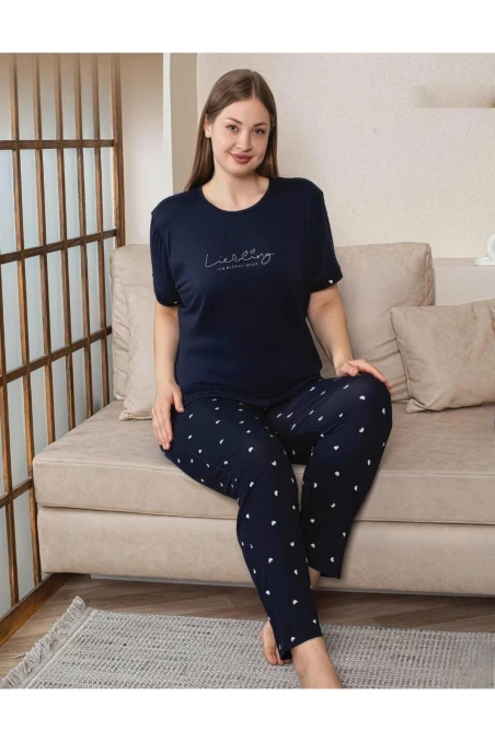 PİJAMONİ BAYAN BATTAL MİLAN BİSİKLET YAKA KISAKOL PİJAMA TAKIM