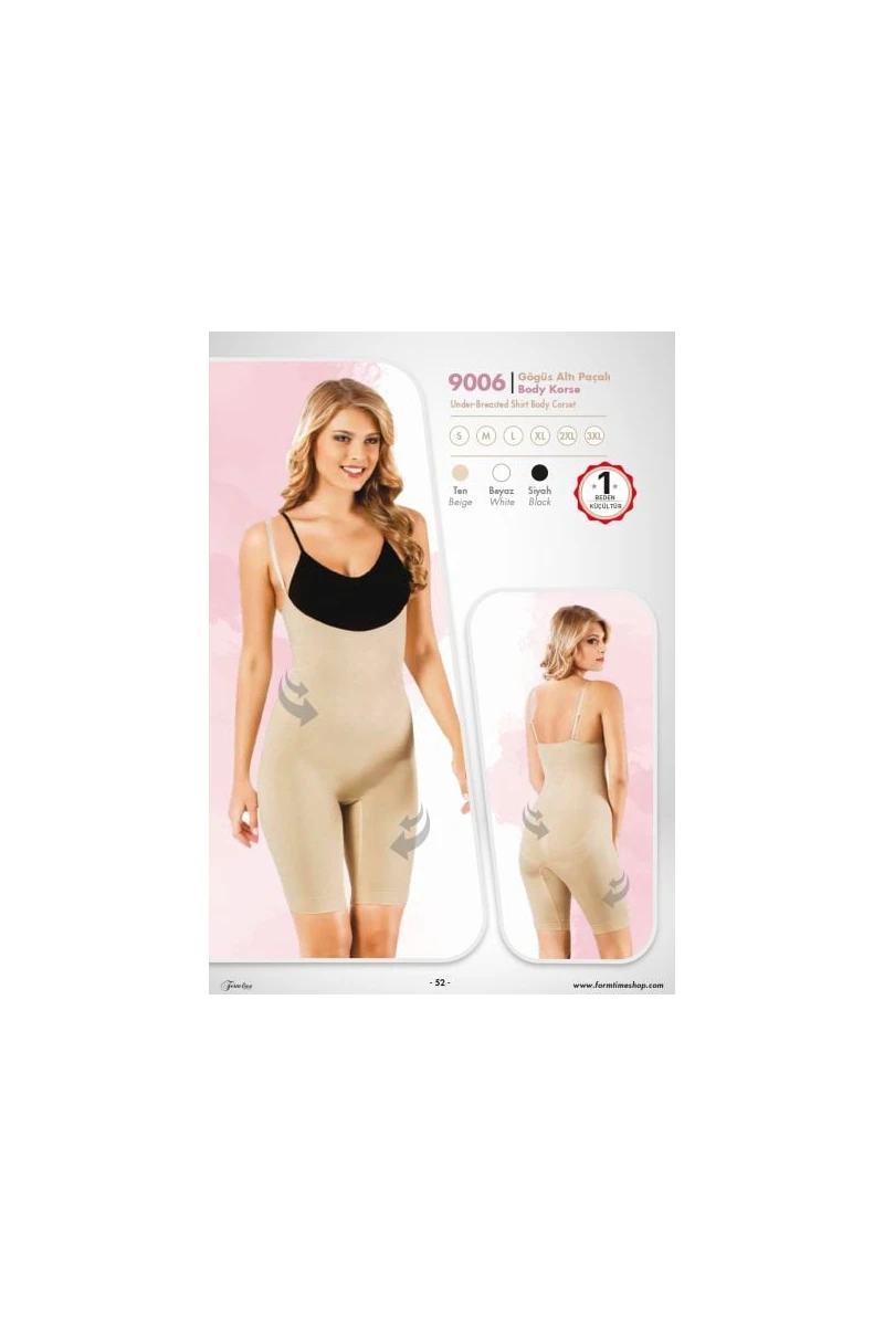 FORM TİME AYAR ASKILI GÖĞÜS ALTI PAÇALI TAM BOY BODY KORSE 9006