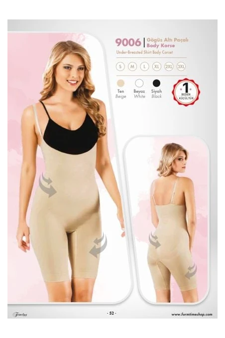 FORM TİME AYAR ASKILI GÖĞÜS ALTI PAÇALI TAM BOY BODY KORSE 9006